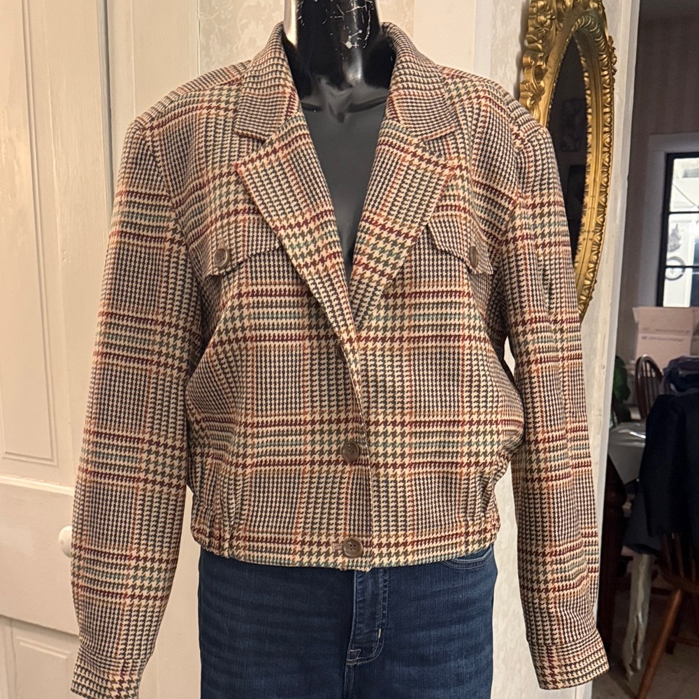 Pendleton Pure Virgin Wool Brown Houndstooth Plai… - image 1